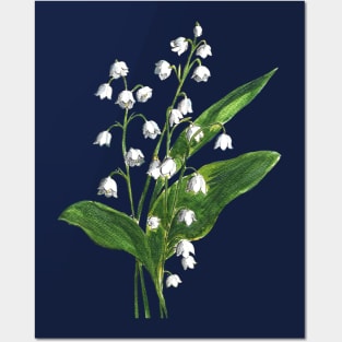 Lily of the valley Flowers Watercolor Painting Posters and Art